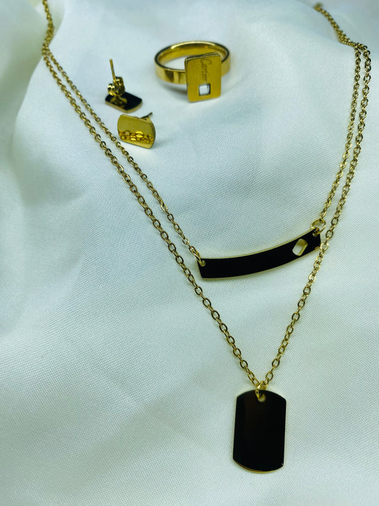 BOLD DOG TAG & BAR LAYERED SET