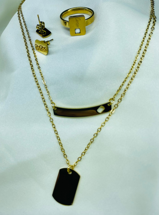 BOLD DOG TAG & BAR LAYERED SET